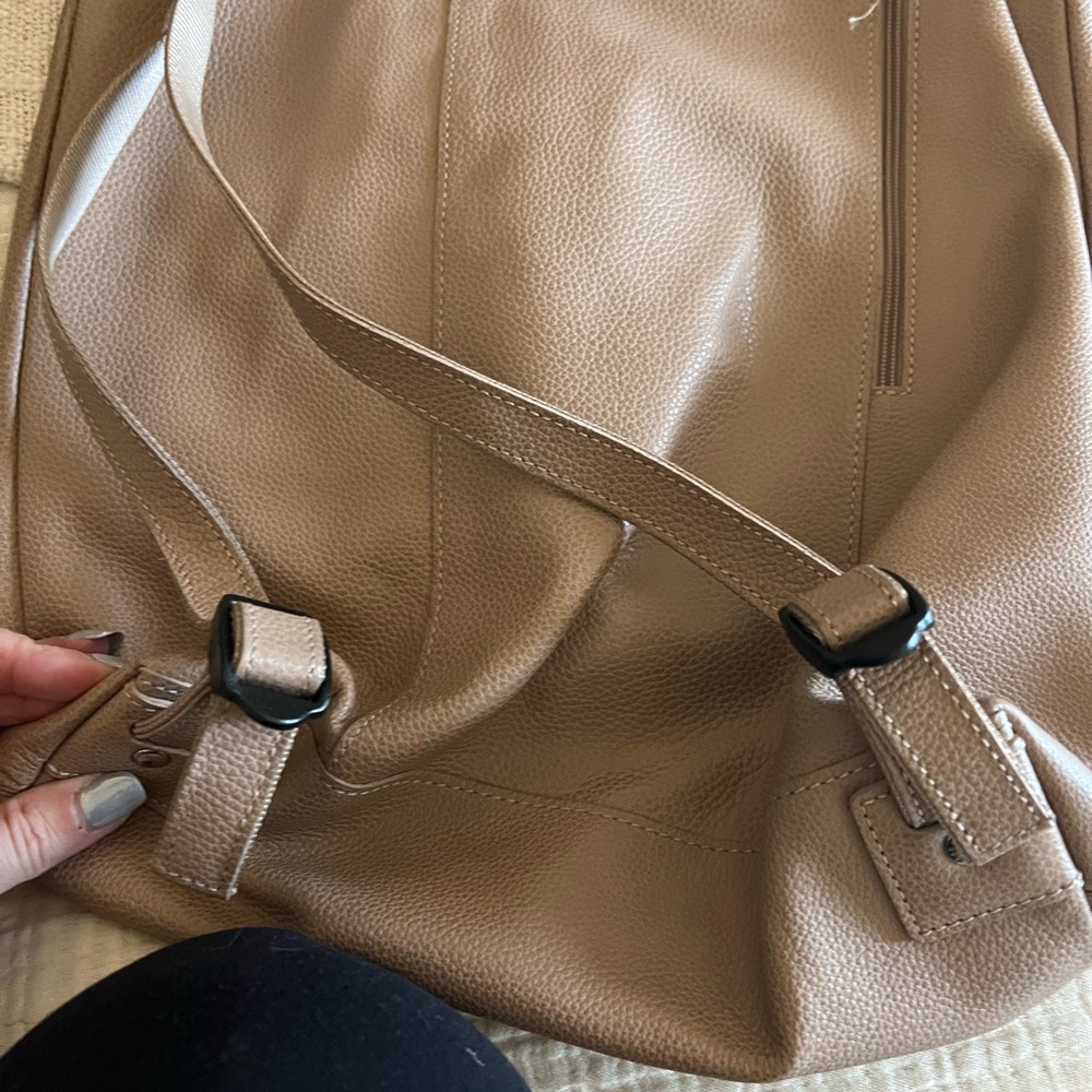 Longchamp Textured Tan Leather Backpack - Picture 5 of 8